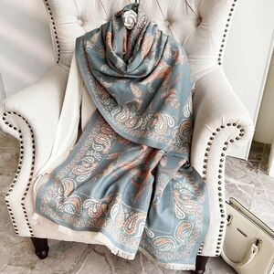 Printed Raw Hem Scarf